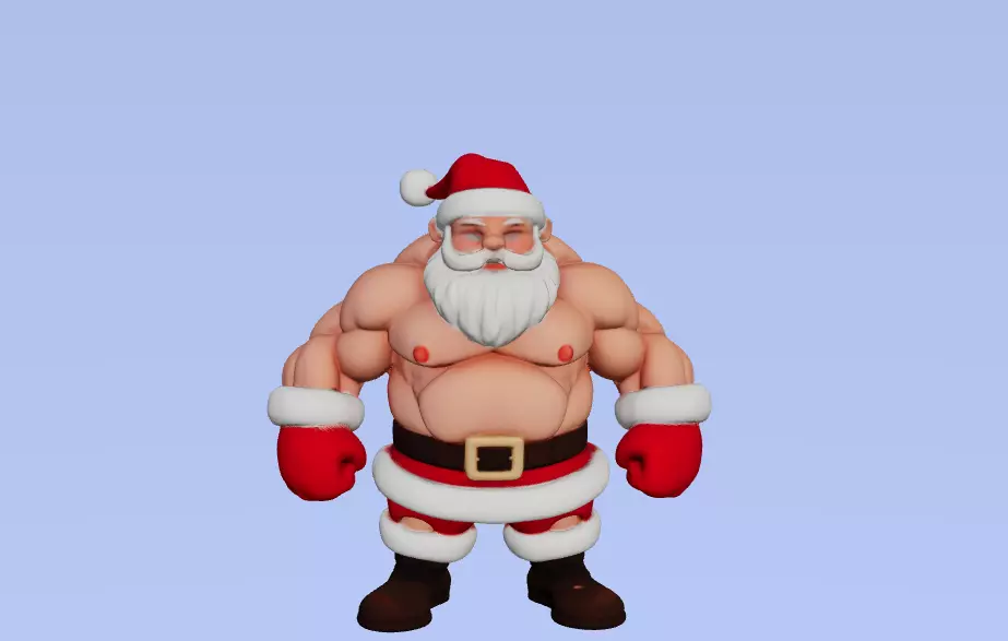 Strong Santa with Muscles Bust 3D Printable Buff Santa  3D print model_0