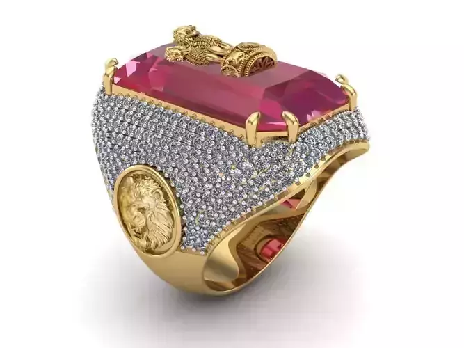 Big Ruby Ashoka Ring - 240125