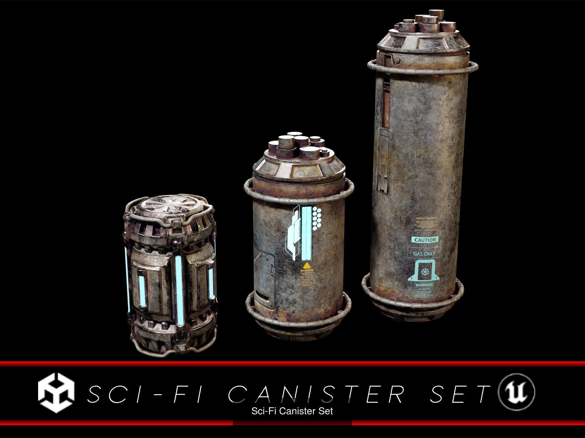 Sci-Fi Crates and Canisters Pack  3D Model Collection_23