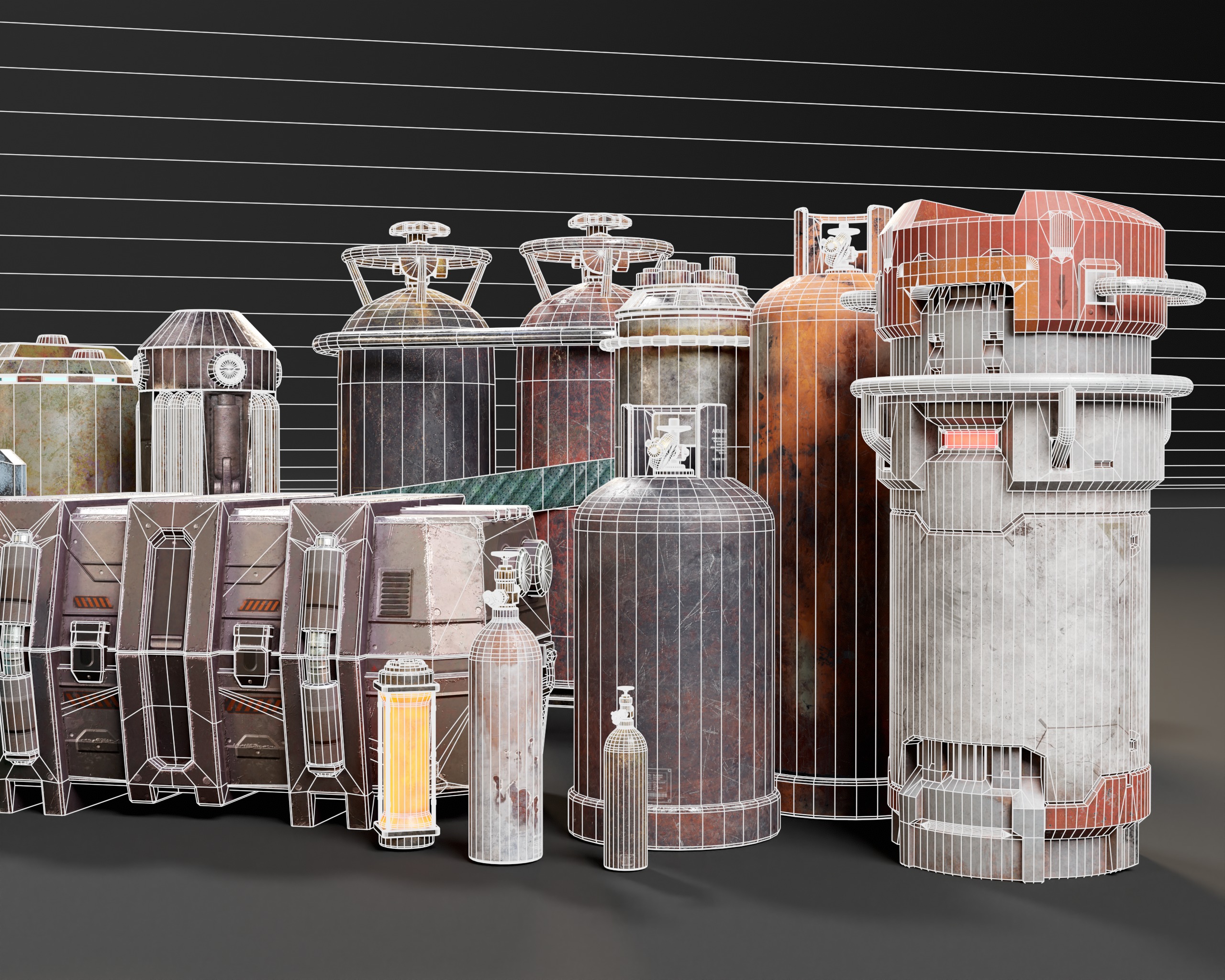 Sci-Fi Crates and Canisters Pack  3D Model Collection_16