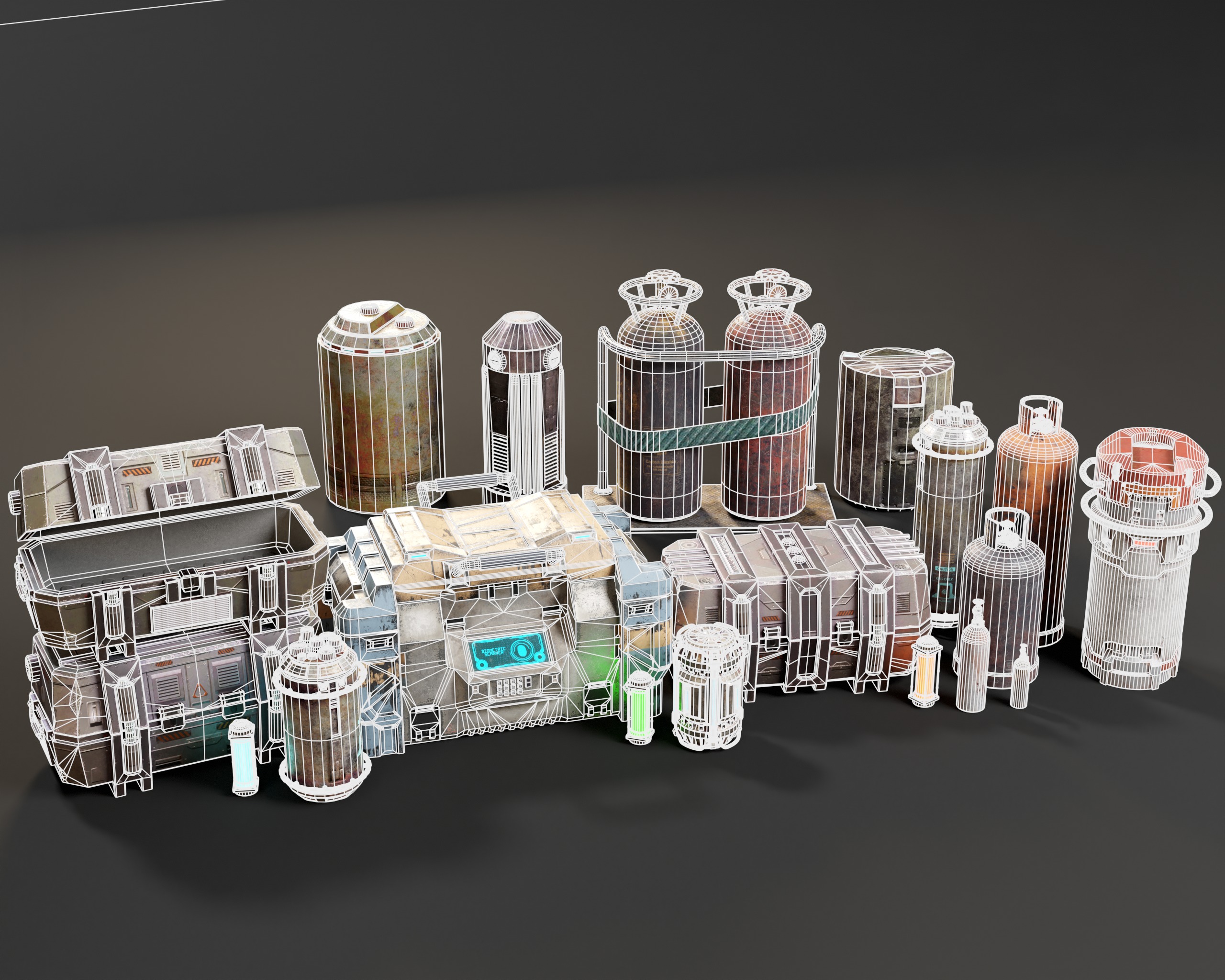 Sci-Fi Crates and Canisters Pack  3D Model Collection_12