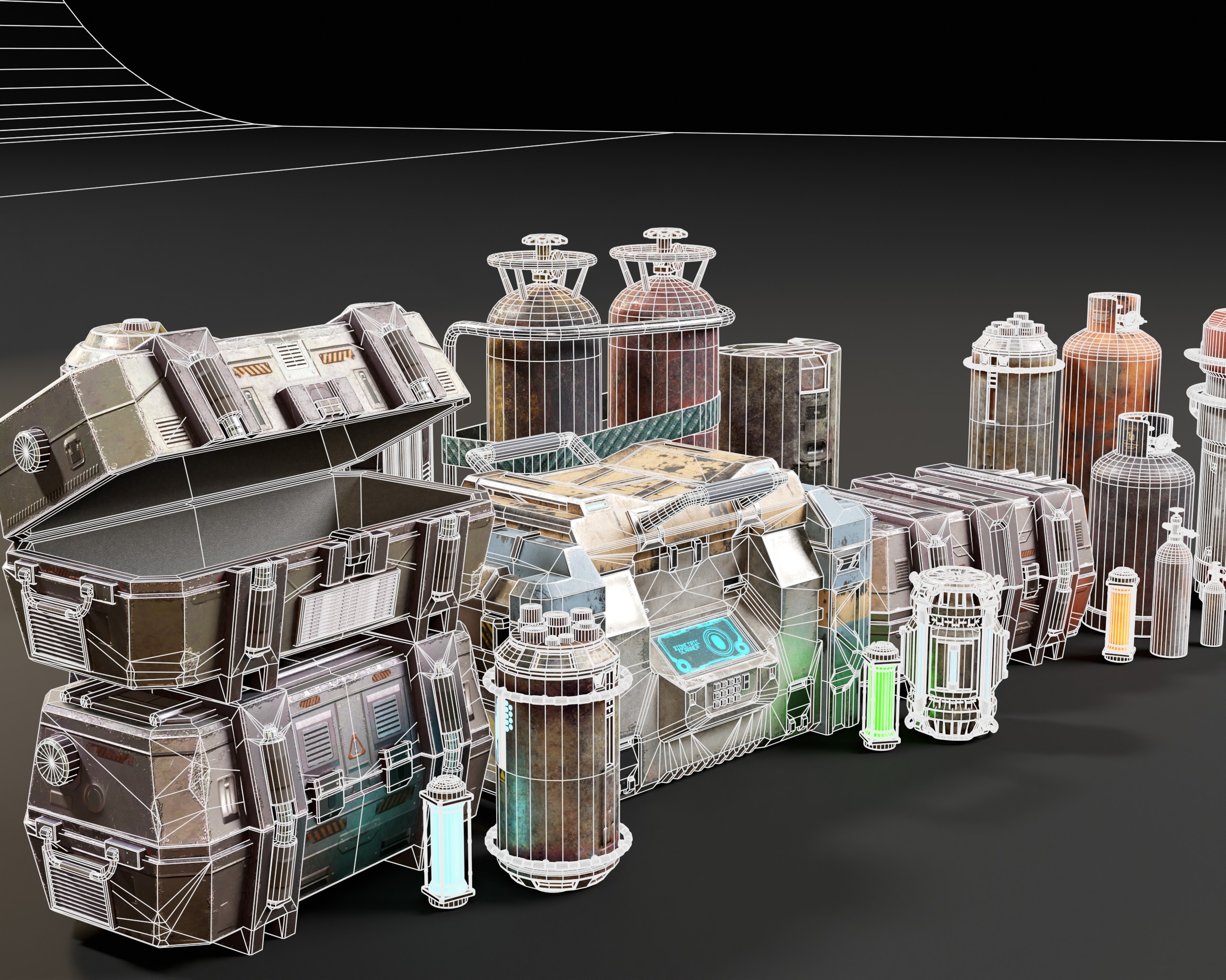 Sci-Fi Crates and Canisters Pack  3D Model Collection_14