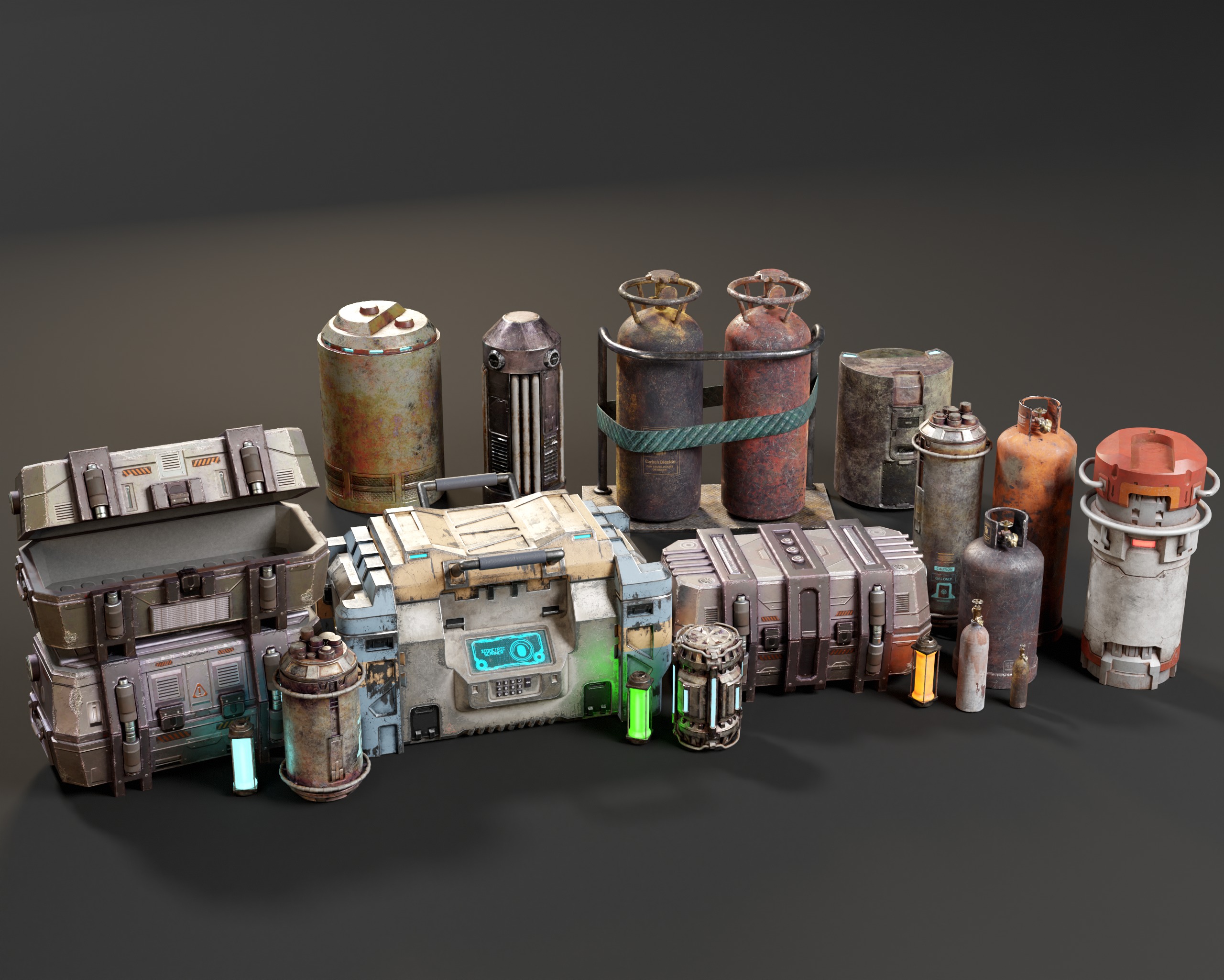 Sci-Fi Crates and Canisters Pack  3D Model Collection_11