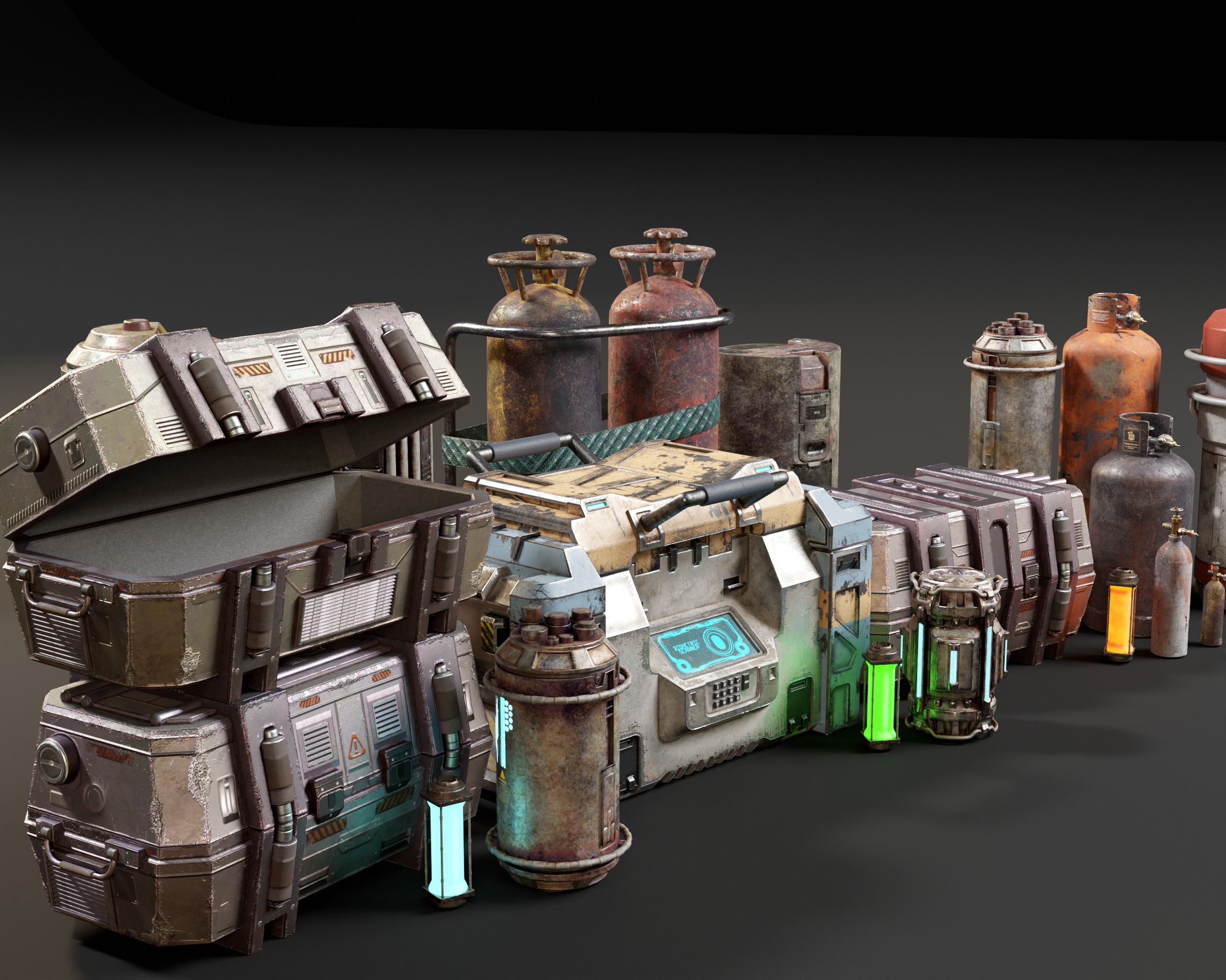 Sci-Fi Crates and Canisters Pack  3D Model Collection_13