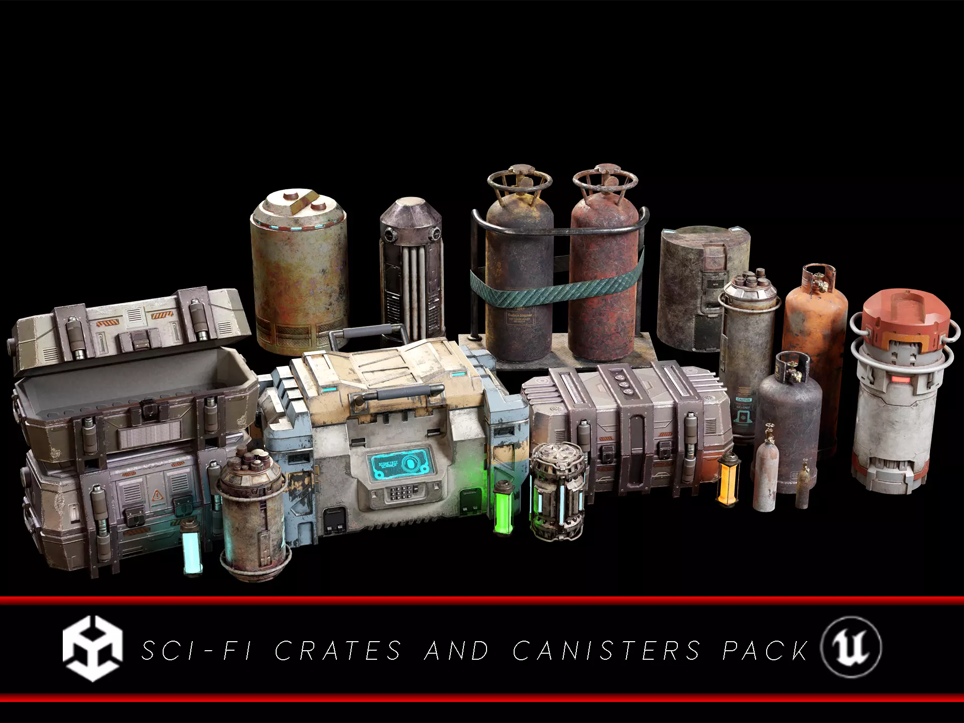 Sci-Fi Crates and Canisters Pack  3D Model Collection_0