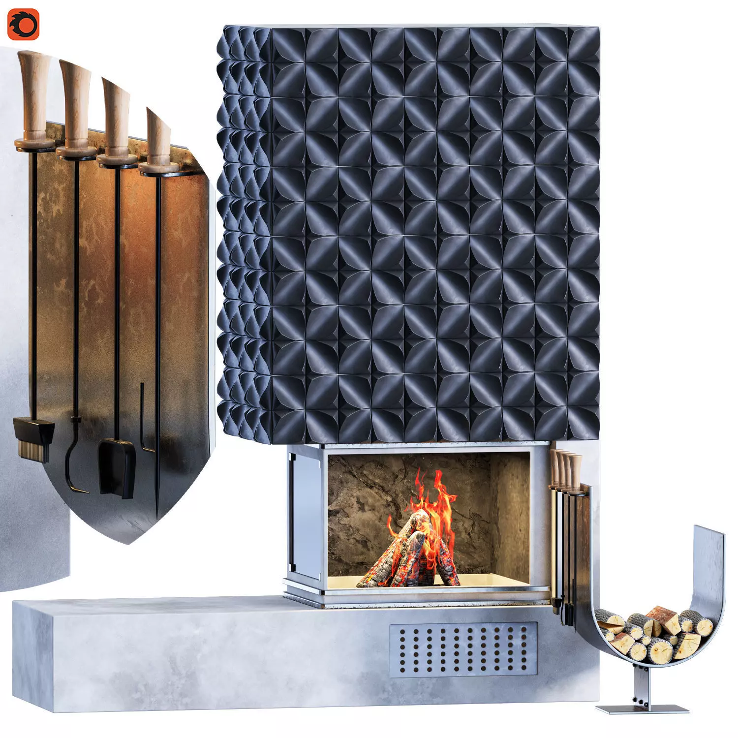 fire plase 01 3D model_0