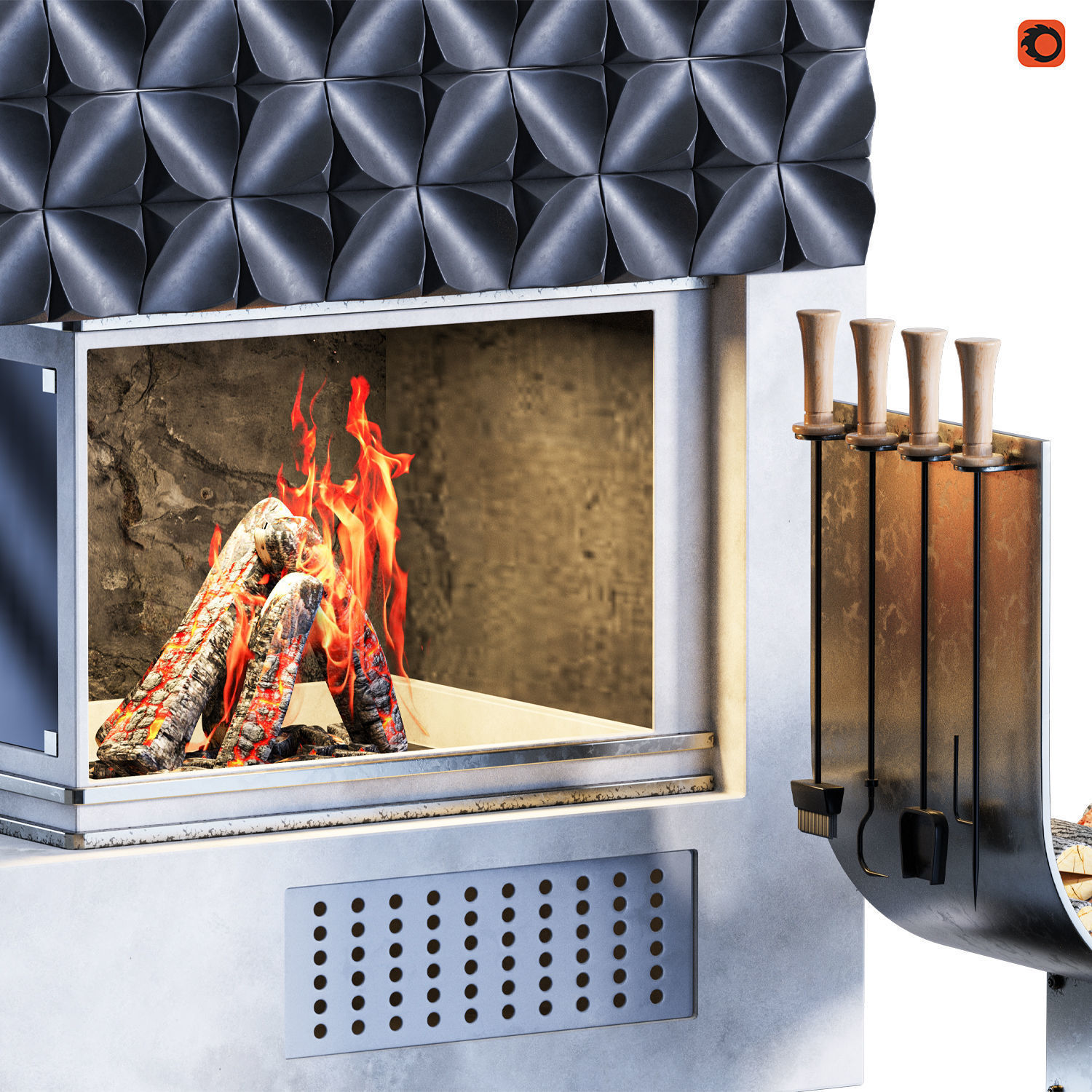 fire plase 01 3D model_2