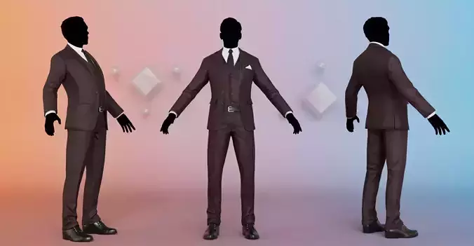 Men Pans with Shirt Blazer and Shoes Vest Burgundy Low-poly 3D model
