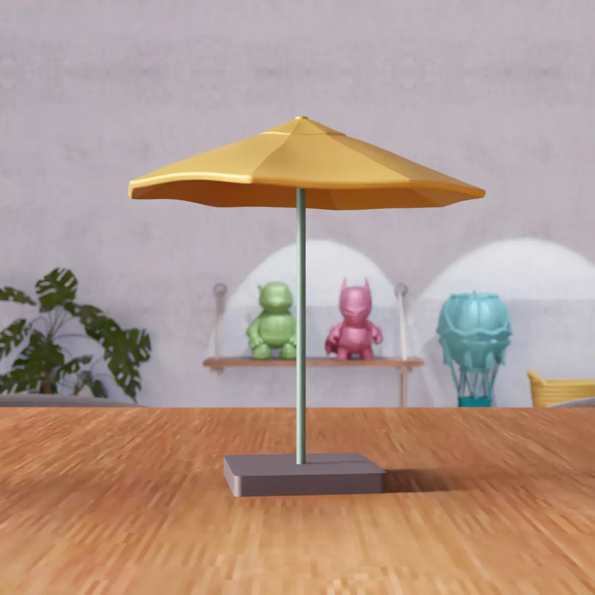 Miniature Sunbed And Umbrella Set - 365 3D print model_5