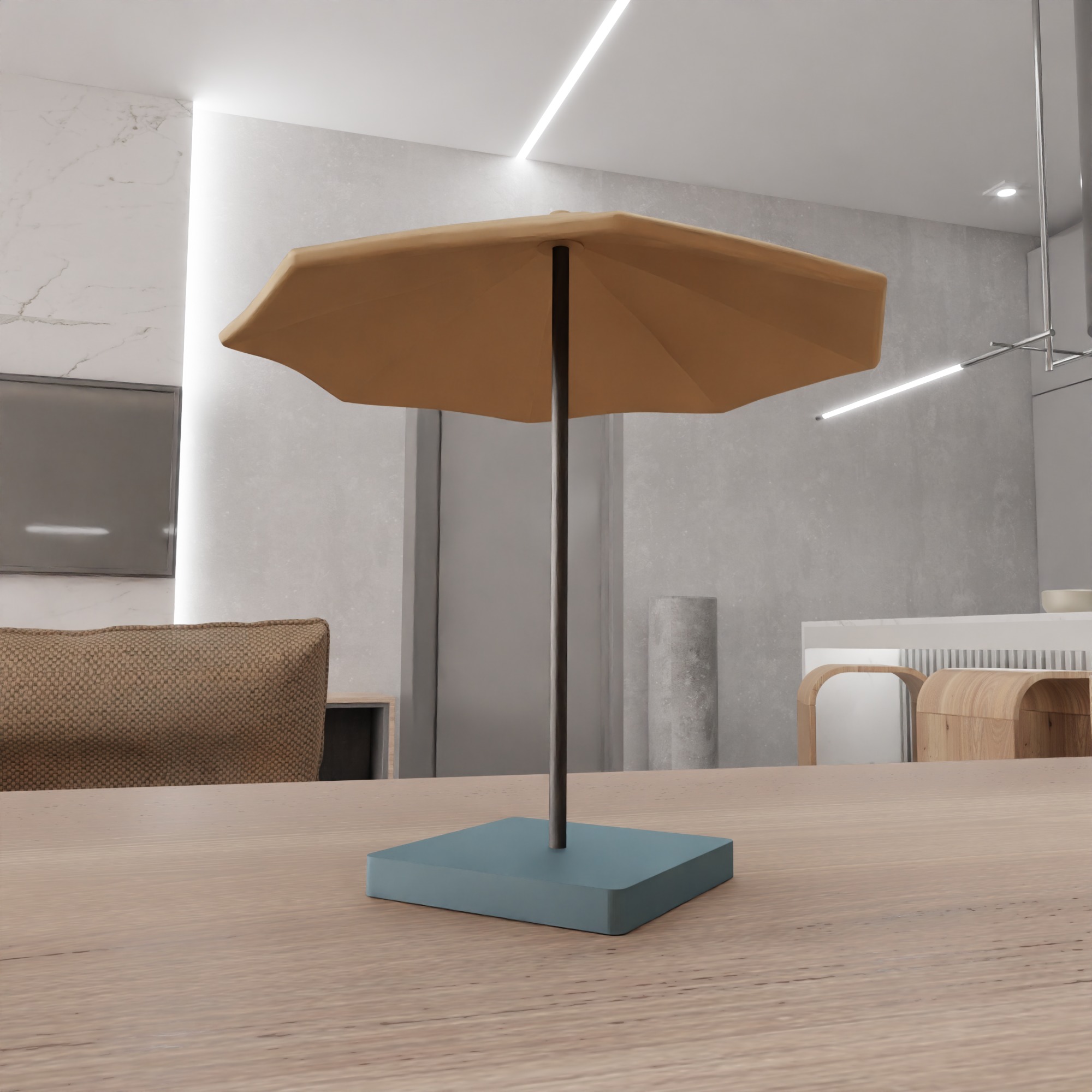 Miniature Sunbed And Umbrella Set - 365 3D print model_13