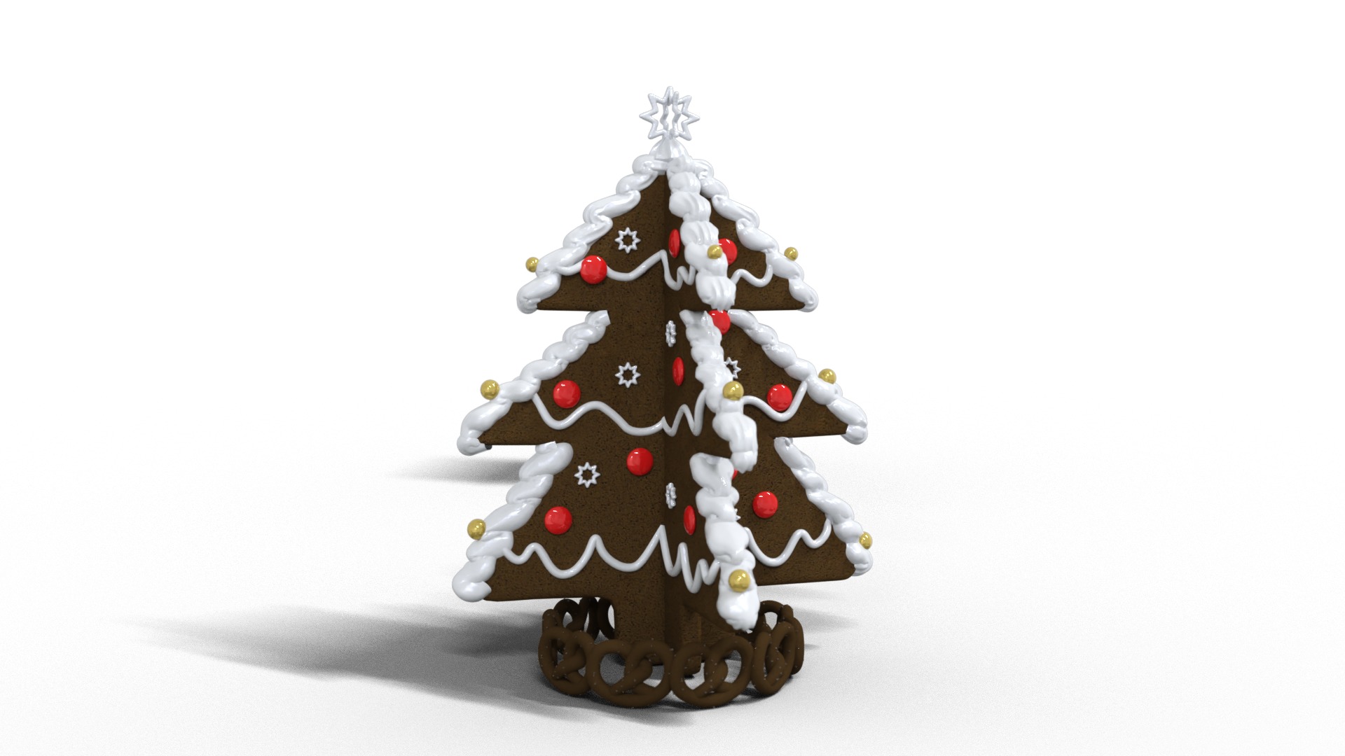Gingerbread House Christmas Scene Low-poly 3D model_5