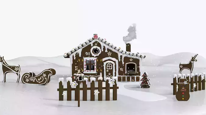 Gingerbread House Christmas Scene