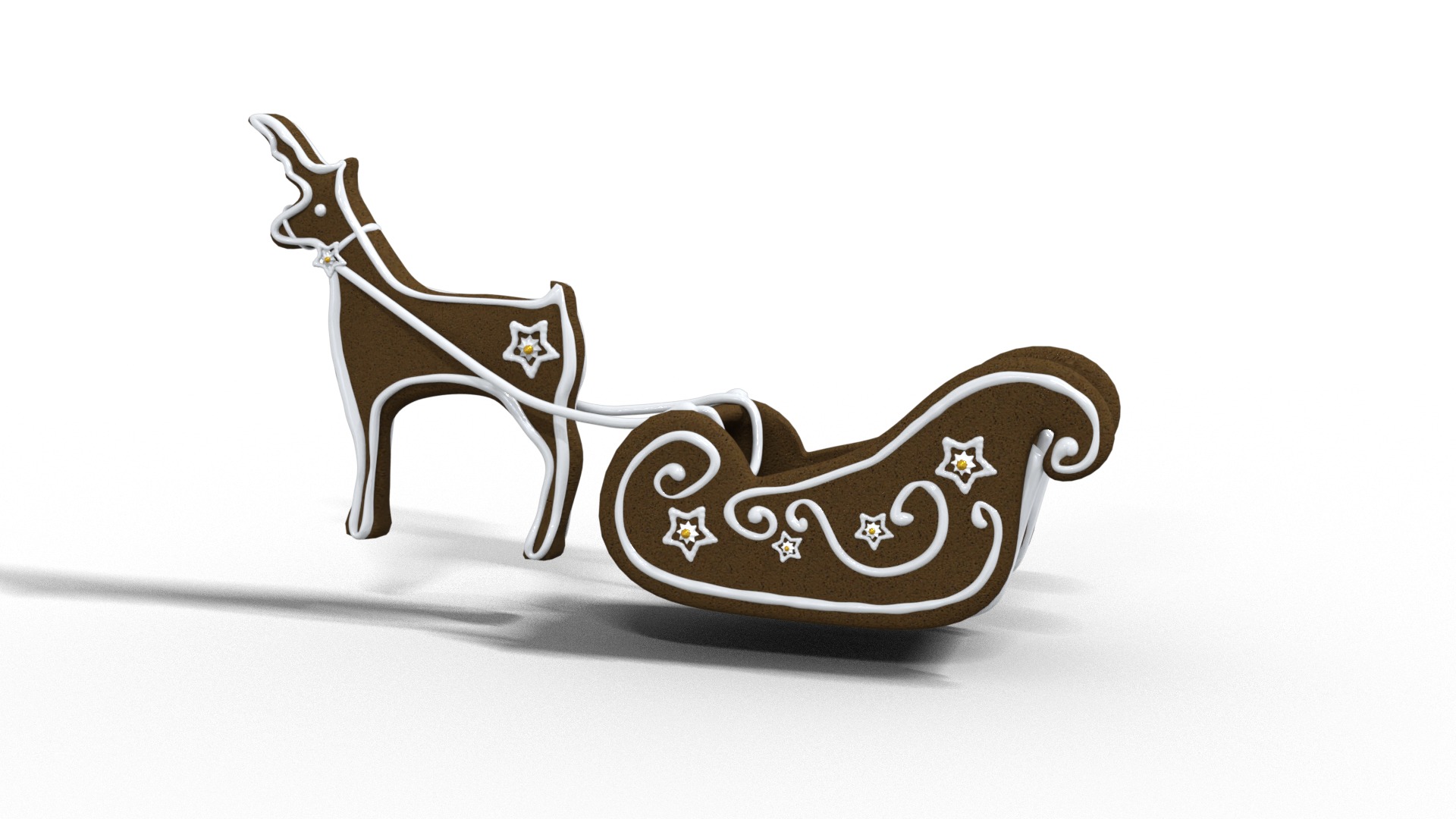 Gingerbread House Christmas Scene Low-poly 3D model_2