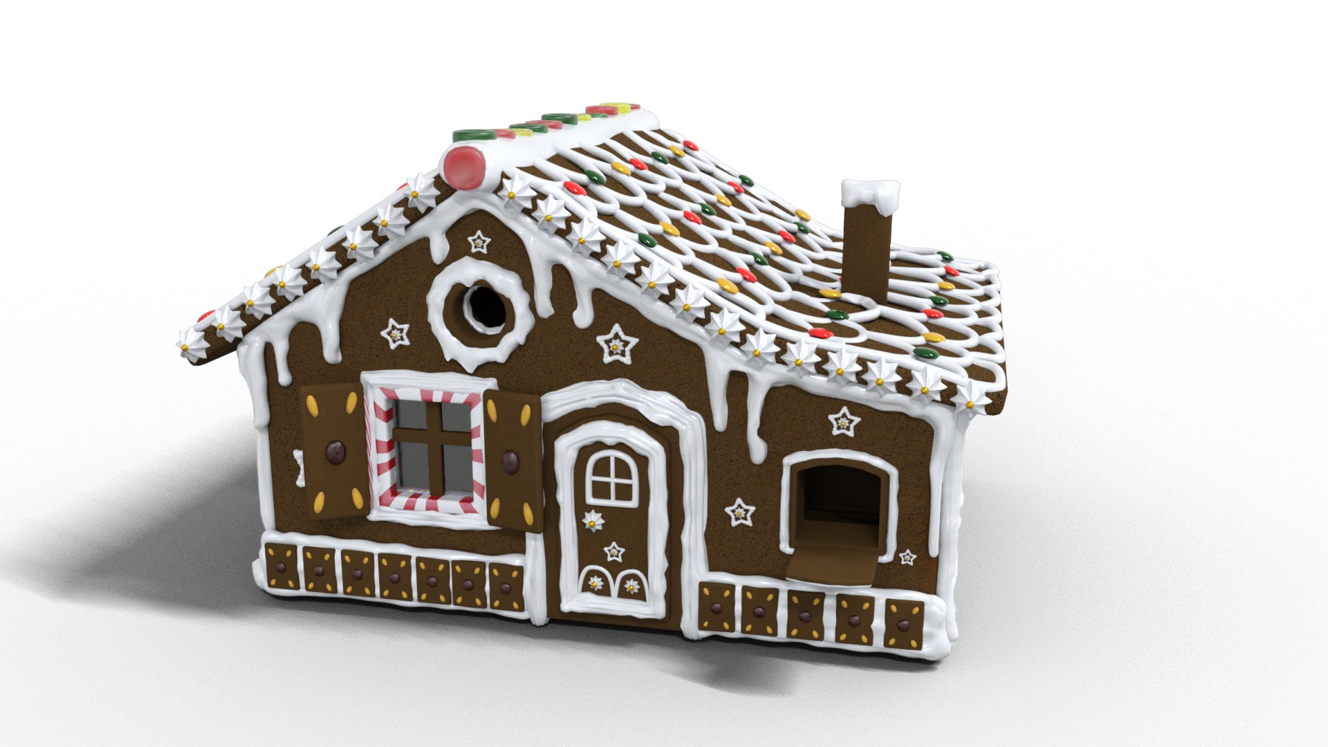Gingerbread House Christmas Scene Low-poly 3D model_4