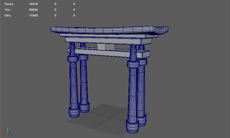 Torii Gate 3D model_9