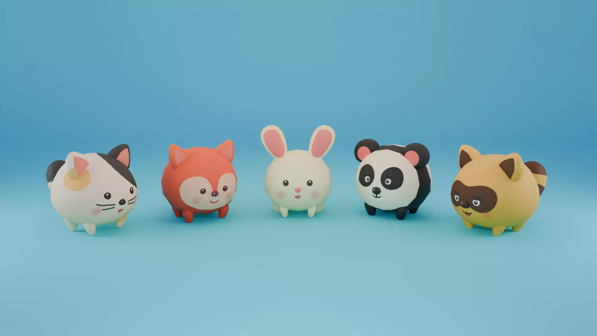 Cute Stylized Animals Collection Low-poly 3D model_0