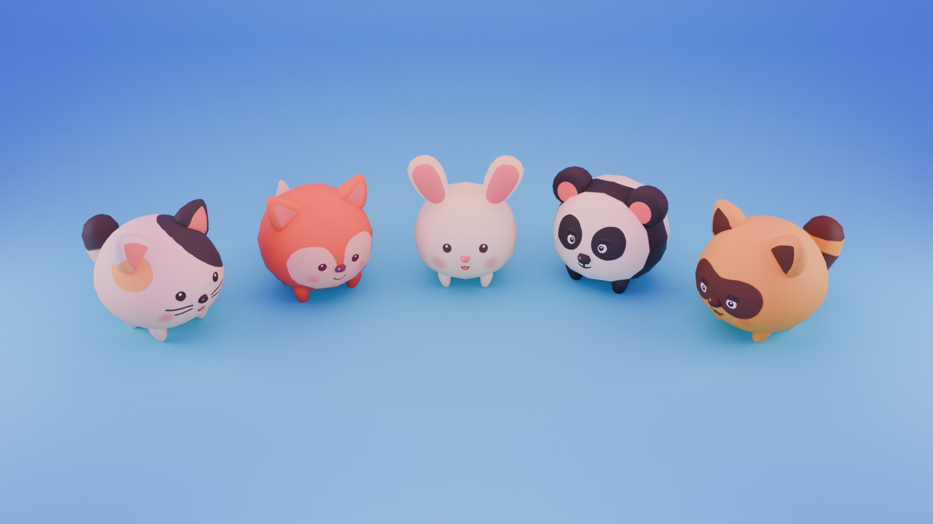 Cute Stylized Animals Collection Low-poly 3D model_12