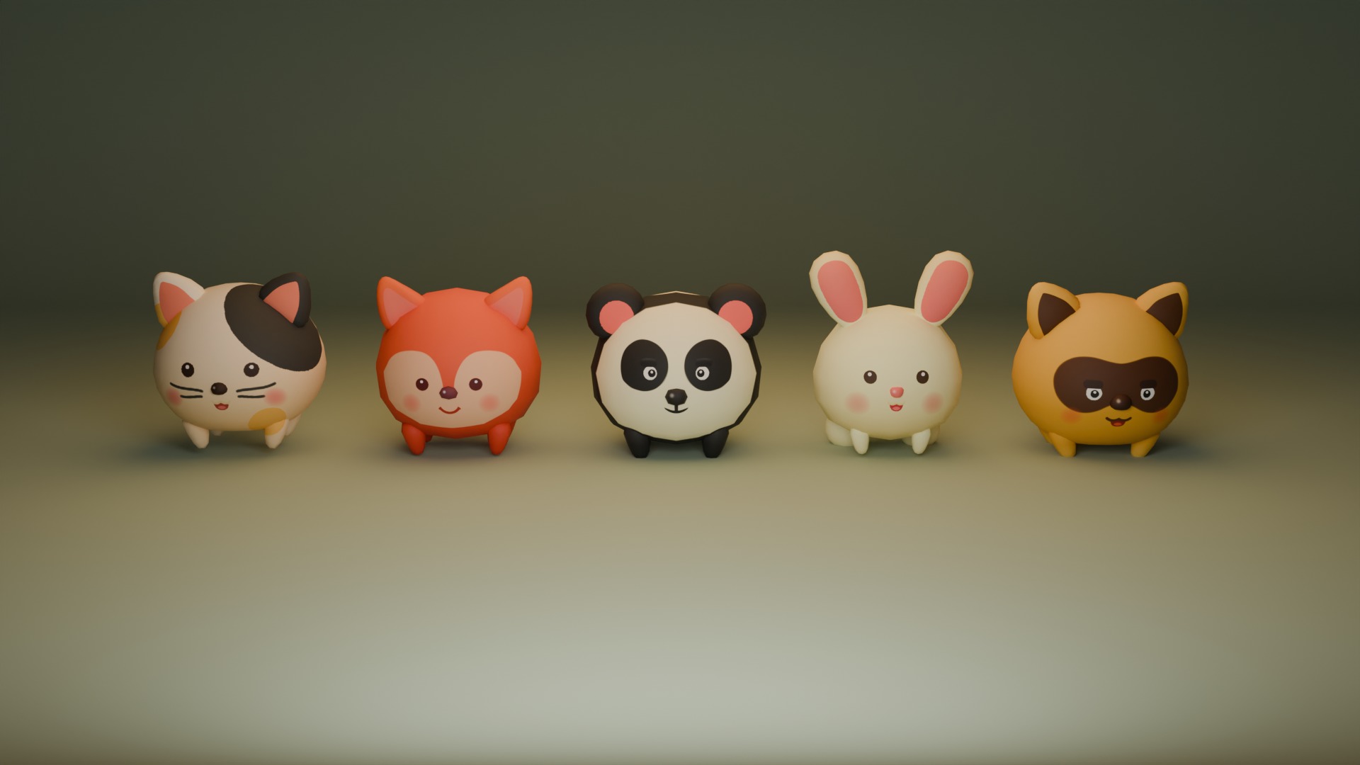 Cute Stylized Animals Collection Low-poly 3D model_11