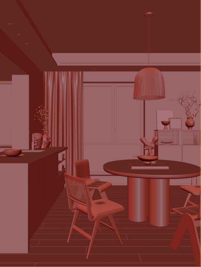 The living room restaurant 3D model_7