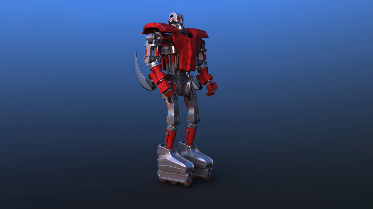 Futuristic Inline Skater Battle Robot 3D model_17