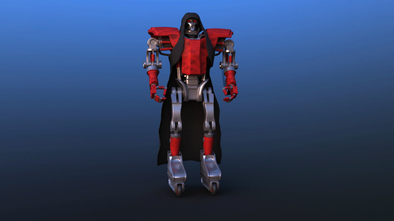 Futuristic Inline Skater Battle Robot 3D model_9