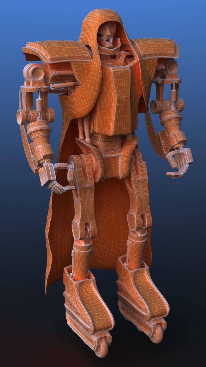 Futuristic Inline Skater Battle Robot 3D model_38