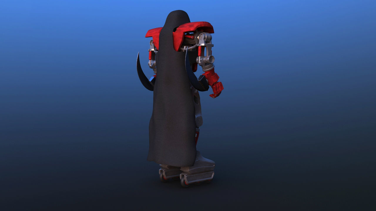 Futuristic Inline Skater Battle Robot 3D model_6