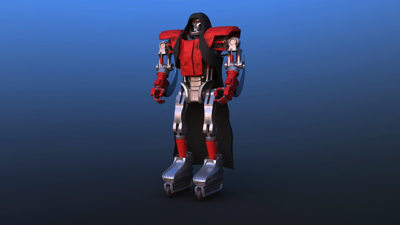 Futuristic Inline Skater Battle Robot 3D model_1