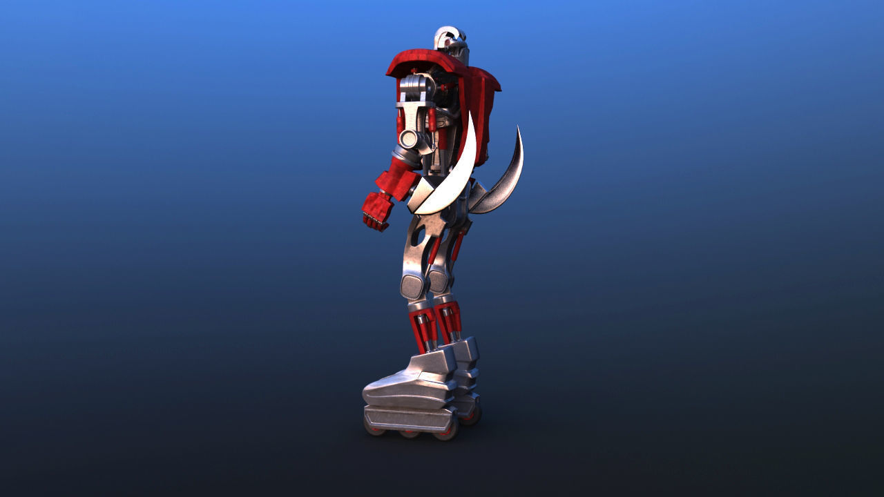 Futuristic Inline Skater Battle Robot 3D model_12