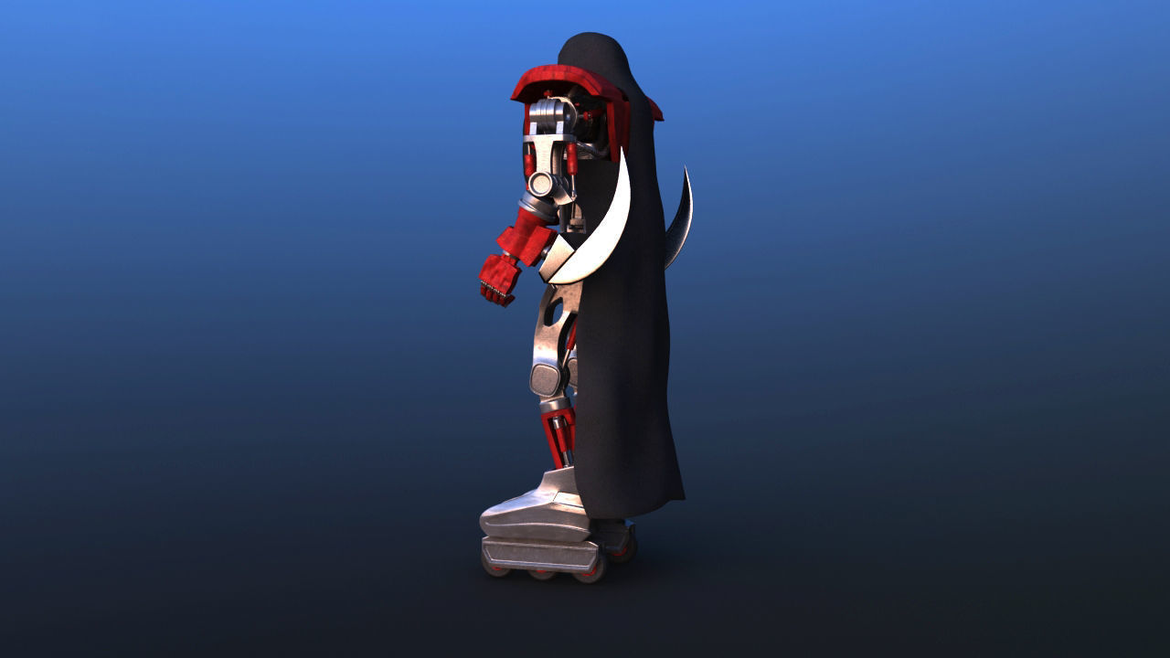 Futuristic Inline Skater Battle Robot 3D model_3