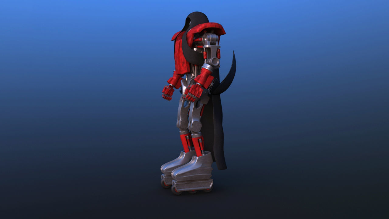 Futuristic Inline Skater Battle Robot 3D model_2