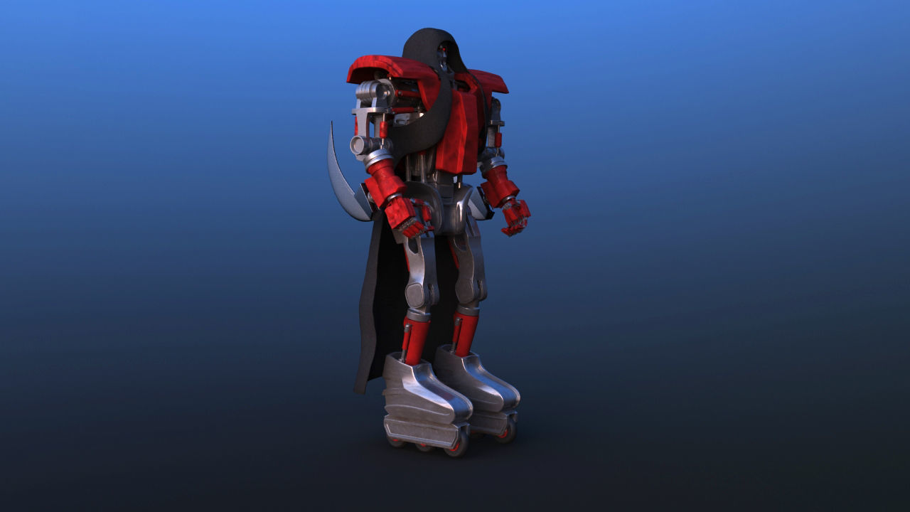 Futuristic Inline Skater Battle Robot 3D model_8