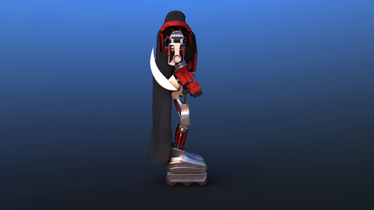 Futuristic Inline Skater Battle Robot 3D model_7