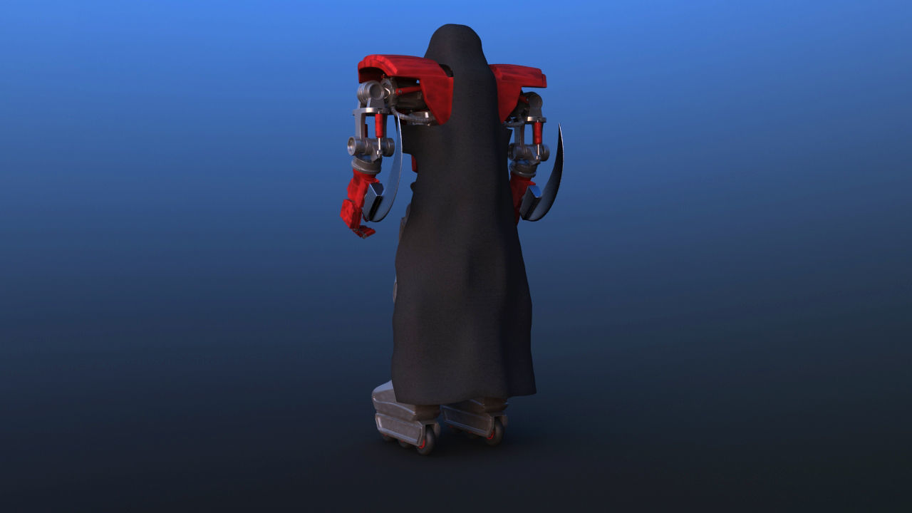 Futuristic Inline Skater Battle Robot 3D model_4