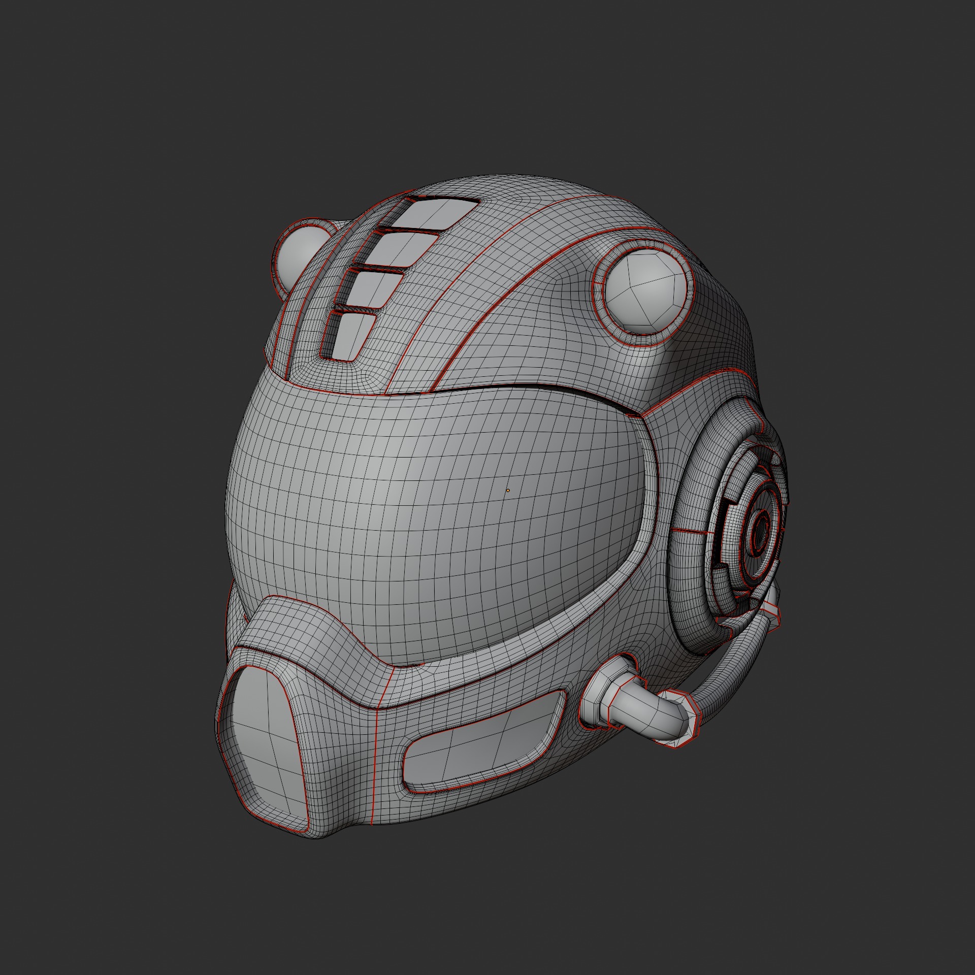 Futuristic Sci-Fi Helmet 3D model_4