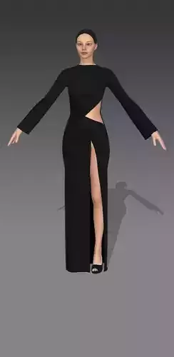 black dress belt and slit skirt 