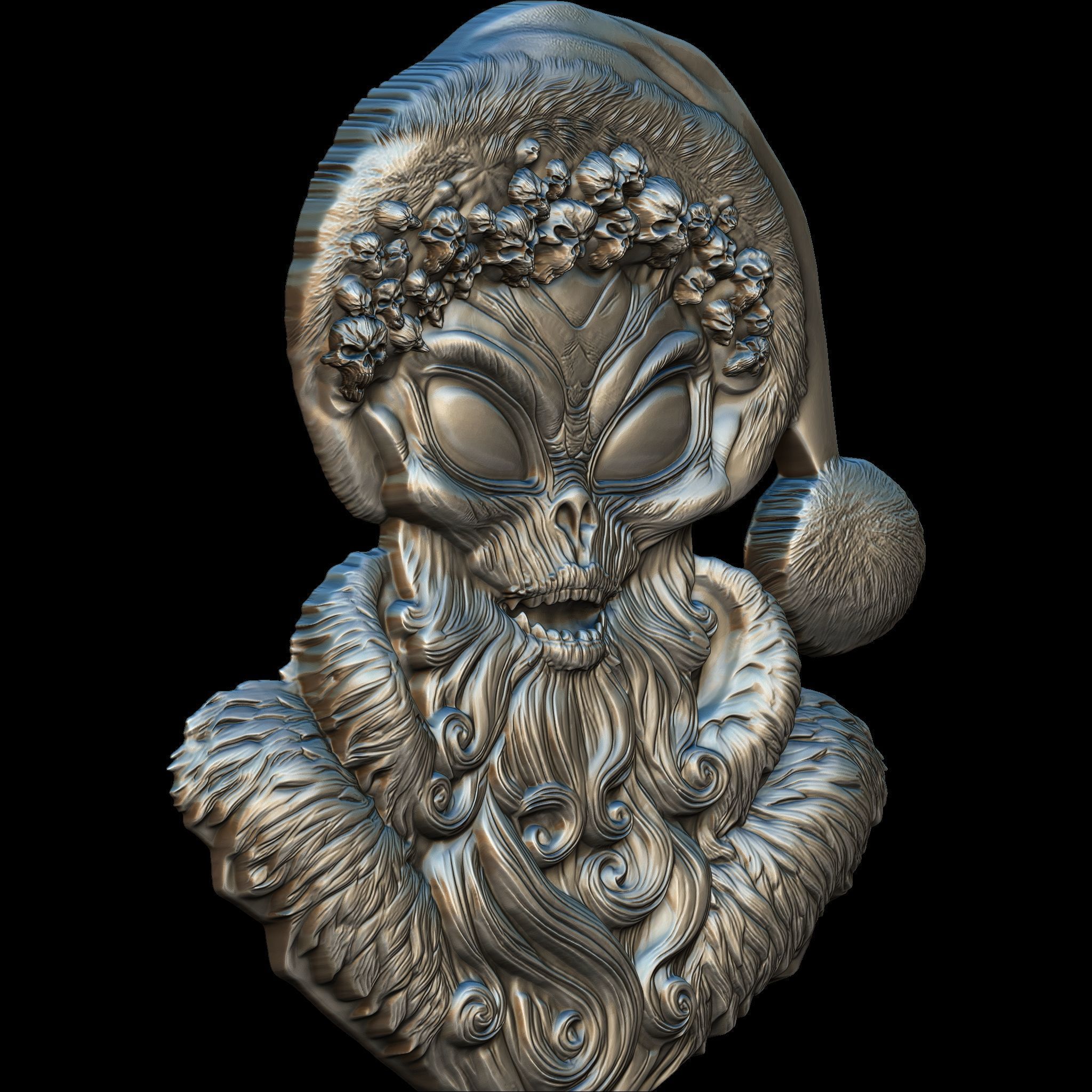 Santa Alien Relief STL file for 3d Printing or CNC 3D print model_2