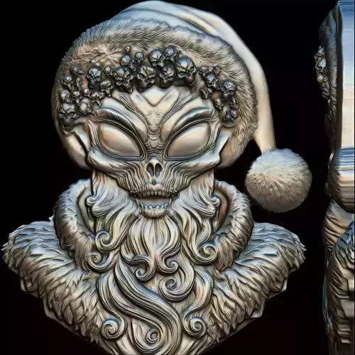 Santa Alien Relief STL file for 3d Printing or CNC