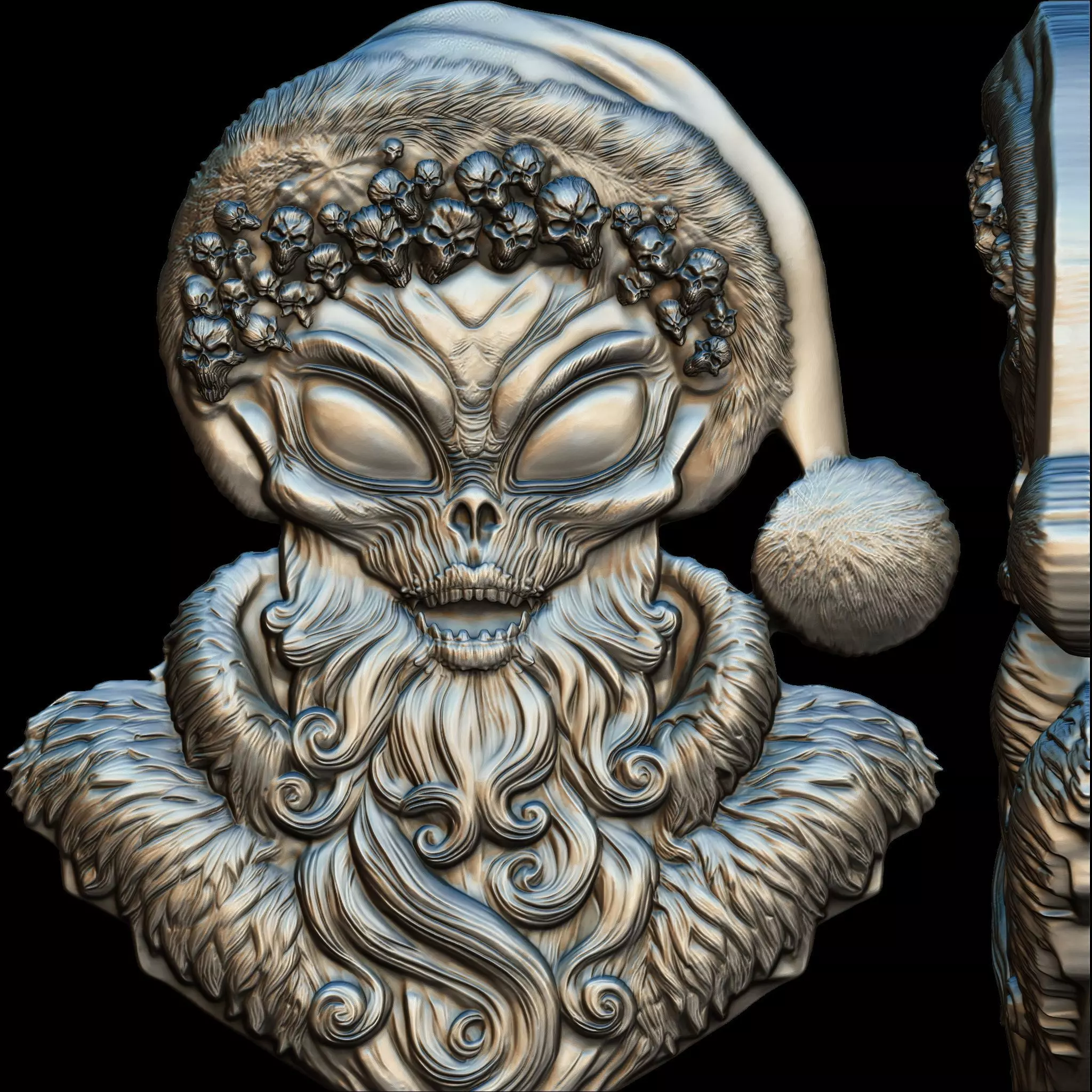Santa Alien Relief STL file for 3d Printing or CNC 3D print model_0