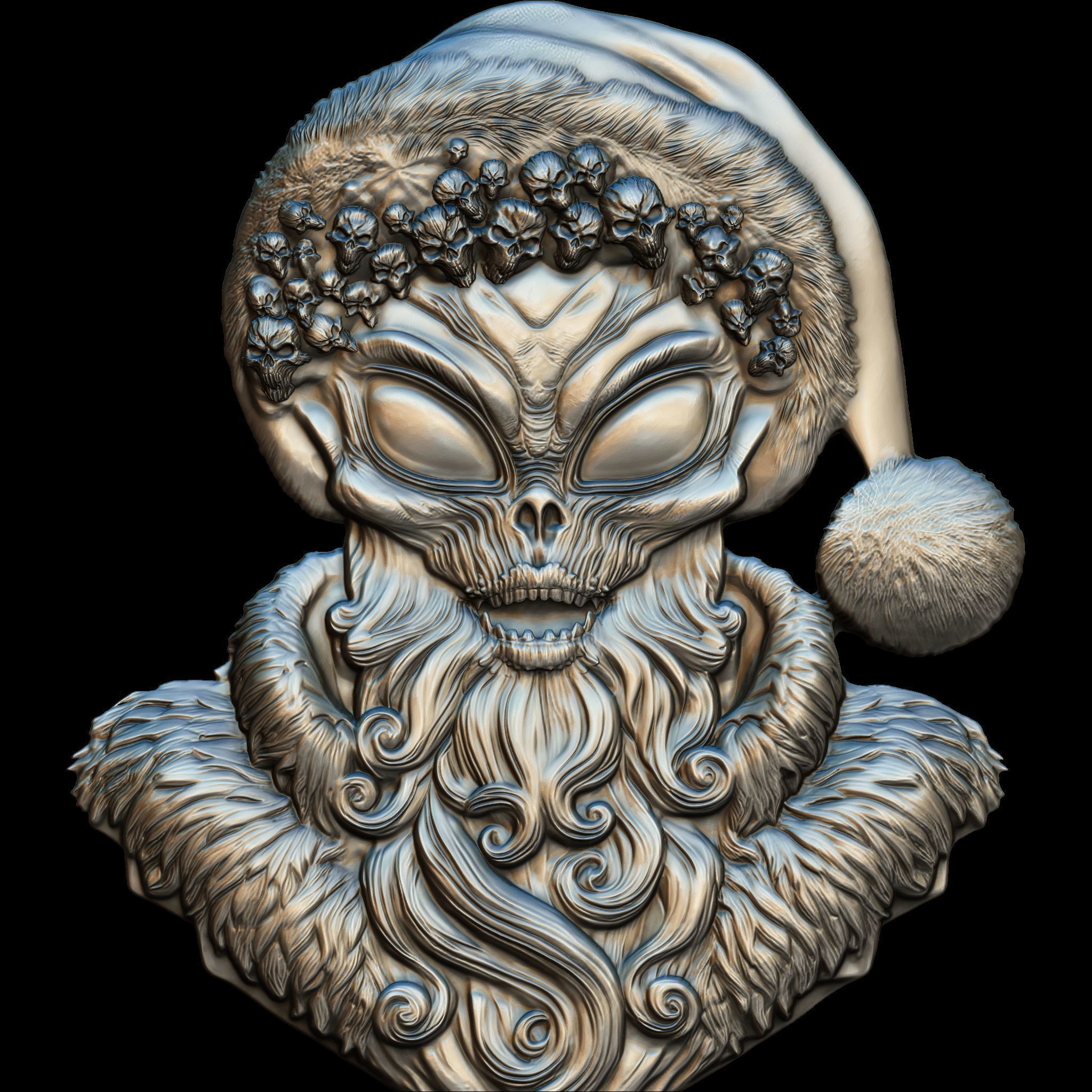 Santa Alien Relief STL file for 3d Printing or CNC 3D print model_1