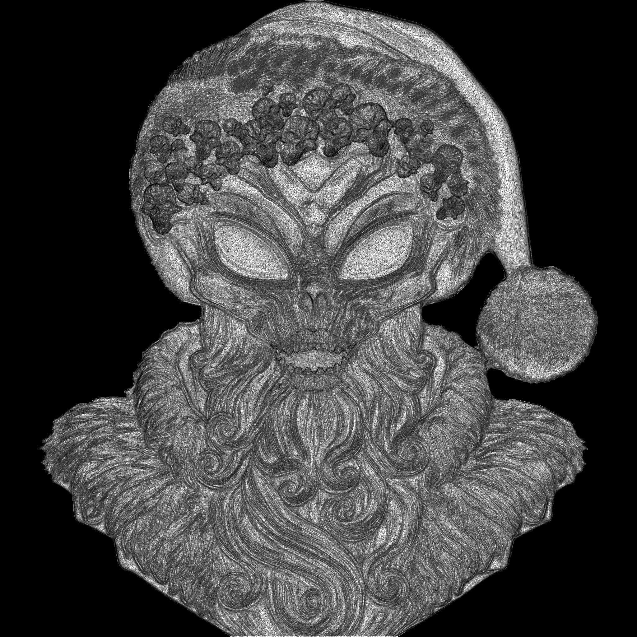 Santa Alien Relief STL file for 3d Printing or CNC 3D print model_11