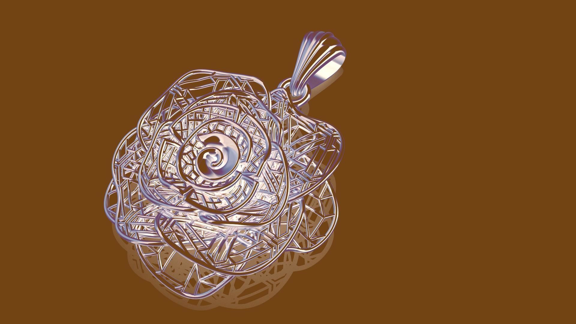 Direct Casting Flower Pendant 3D model Texture 3D print model_2