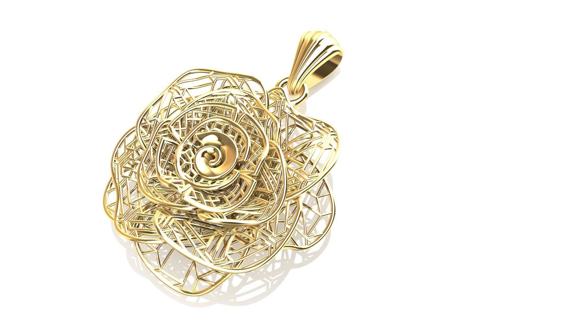 Direct Casting Flower Pendant 3D model Texture 3D print model_4