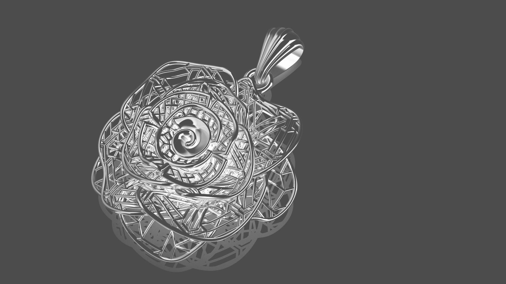 Direct Casting Flower Pendant 3D model Texture 3D print model_3