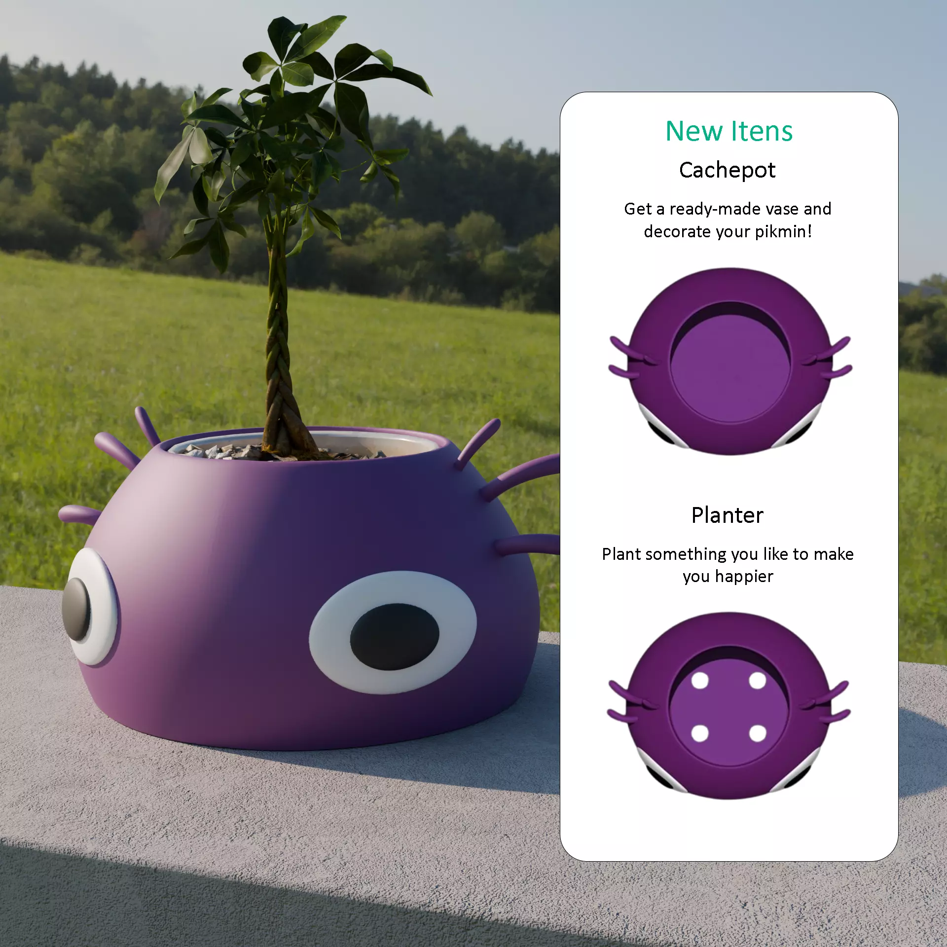 Nintendo Purple Pikmin Pot and Vase 3D print model
