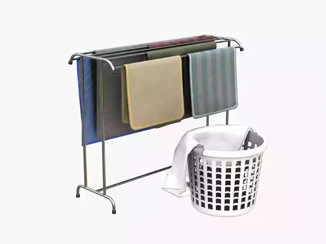 Clothesline with Laundry basket