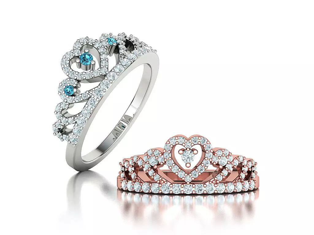 Queens Crown ring Heart Tiara ring 3dmodel renewed 3D print model