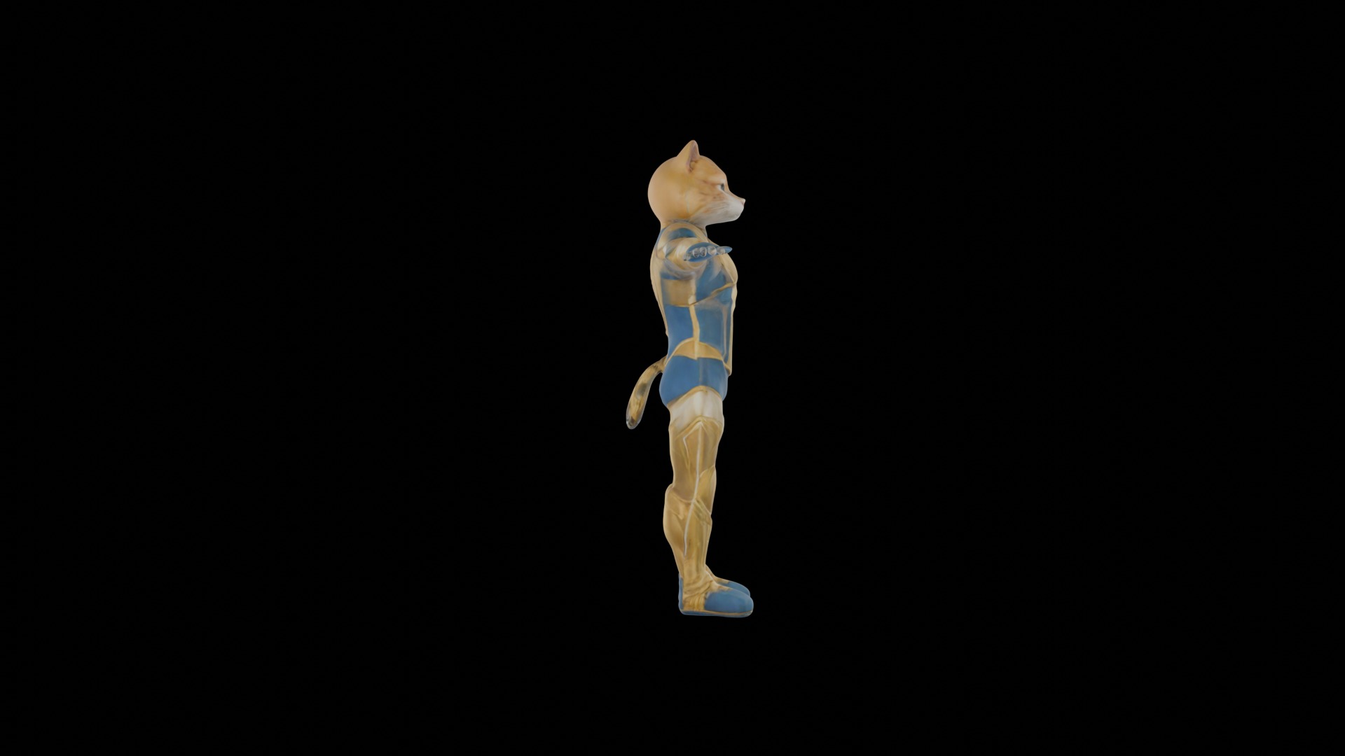 Humanoid Cat Soldier in Sci-Fi Armor VR  AR Low Poly Ready Low-poly 3D model_15