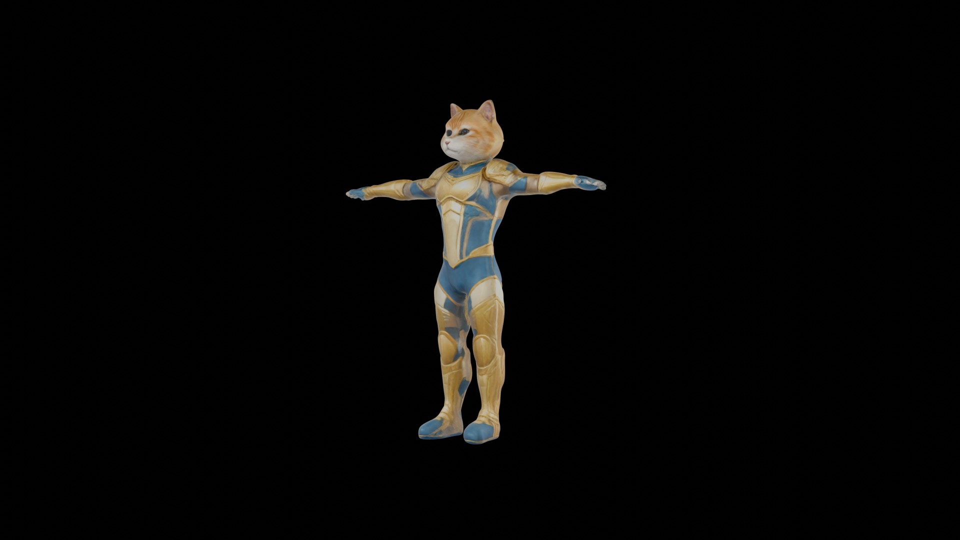 Humanoid Cat Soldier in Sci-Fi Armor VR  AR Low Poly Ready Low-poly 3D model_3