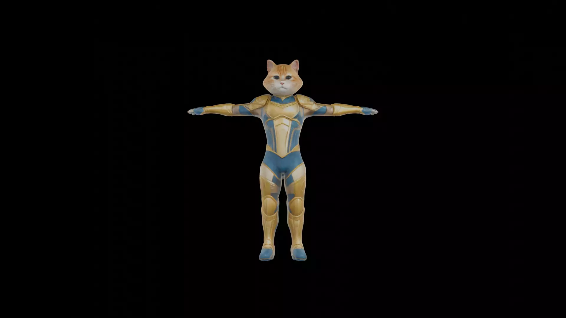 Humanoid Cat Soldier in Sci-Fi Armor VR  AR Low Poly Ready Low-poly 3D model_0